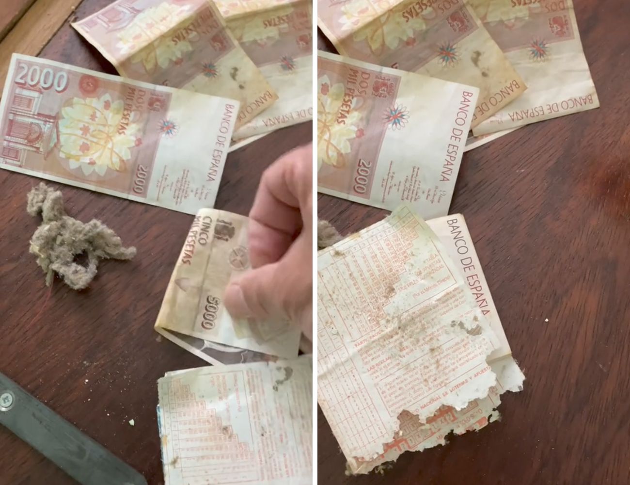 I soldi trovati nella stanza da letto: 20000 pesetas